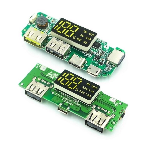 18650 lithium battery digital display charging module 5v2.4a 2A dual USB output band display booster module