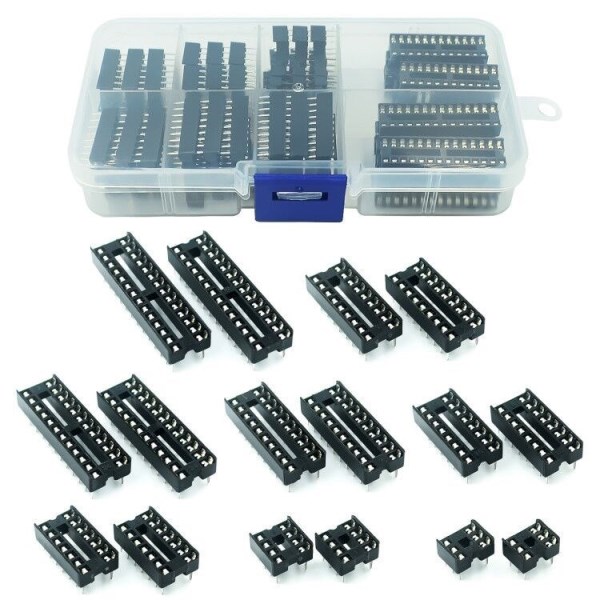 66PCSLot DIP IC Sockets Adaptor Solder Type Socket Kit 6,8,14,16,18,20,24,28 pins New