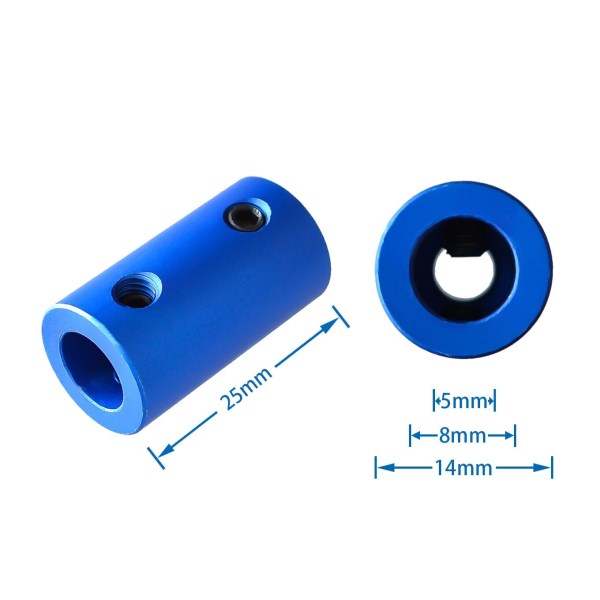 blue aluminum alloy coupler D14 L25 5mm with 8mm for 5mm shaft 8mm shaft for motor shaft ship model coupling