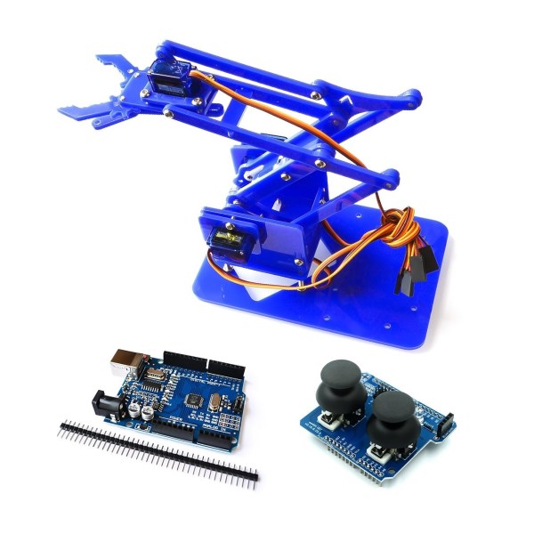 4 DOF Unassembly Acrylic Mechanical Arm Robot Manipulator Claw for Arduino Maker Learning DIY Kit Robot