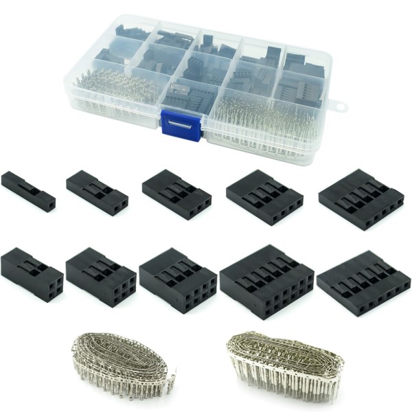 620pcs Dupont Connector 2.54mm, Dupont Cable Jumper Wire Pin Header Housing Kit, Male Crimp Pins+Female Pin Terminal Connector