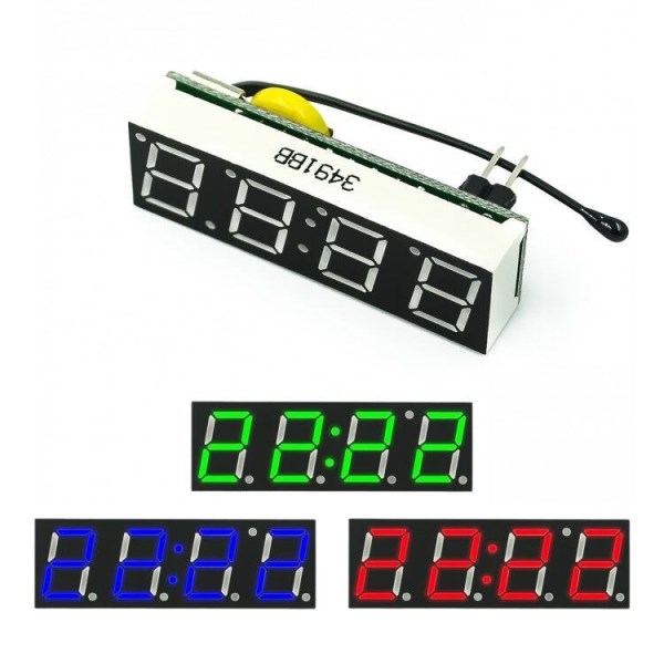 Red Blue Green 3 In 1 LED DS1302 R8025T Digital Clock Temperature Voltage Module Time Thermometer Voltmeter Board DC 5V-30V