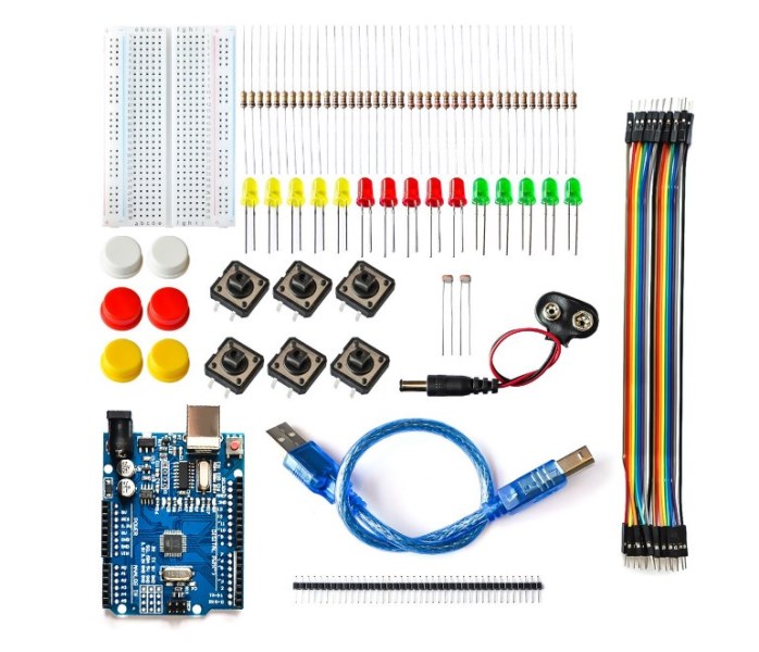 new Starter Kit For?UNO R3 mini Breadboard LED jumper wire button compatile