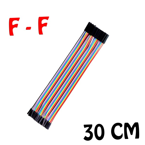 (30cm)40pcs in Row Dupont Cable 30cm 2.54mm 1pin 1p-1p Female to Female jumper wire