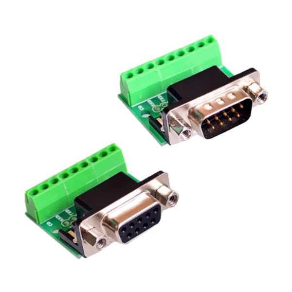 DB9 RS232 Serial to Terminal MALE Female Adapter Connector Breakout Board Black+Green