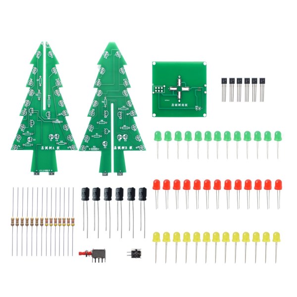 Three-Dimensional 3D Christmas Tree LED DIY Kit RedGreenYellow LED Flash Circuit Kit Electronic Fun Suite