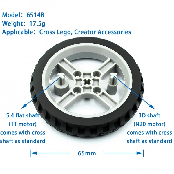 6514 TT motor free wheel cross shaft robot smart car narrow wheel 65mm motor tracking line