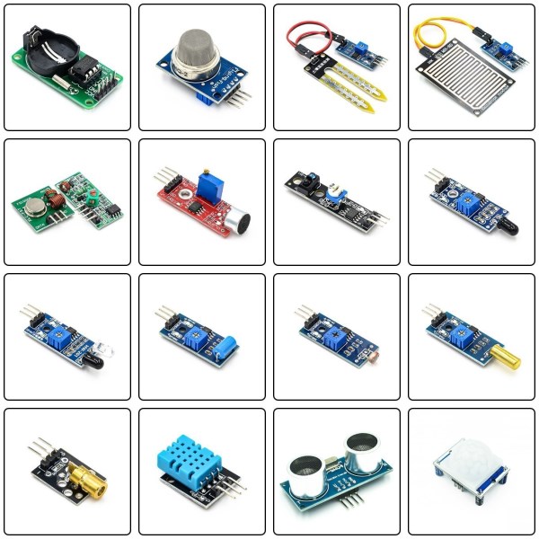 16 in 1 Modules Sensor Kit Project Super Starter Kits for Arduino UNO R3 Mega2560 Mega328 for Raspberry Pi 3 2 Model B K62