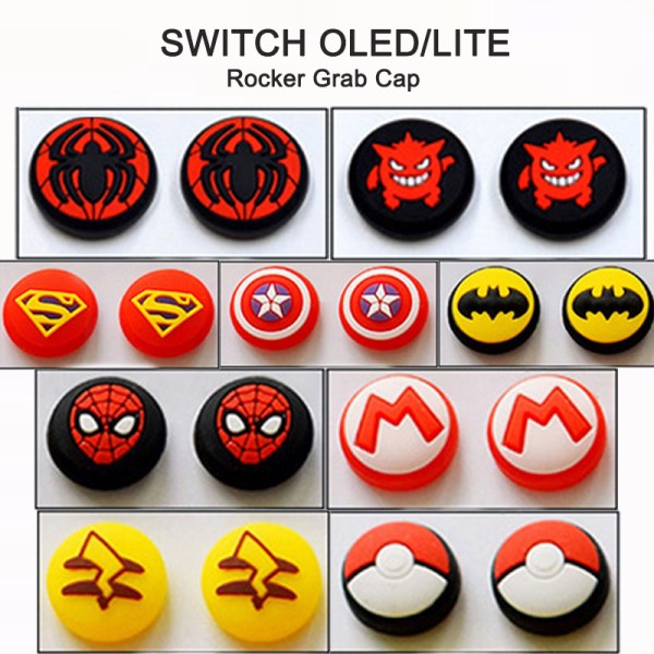 2Pcs Marvel Spiderman Handle Control Rocker Cap For Switch OLED LITE NSOLED NSLite Japanese Cartoon Gamepad Para Protective Case