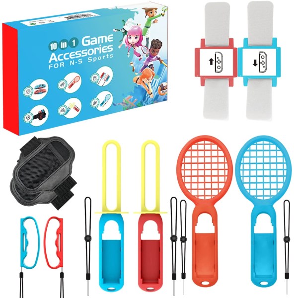 10 In 1 Switch Sports Accessories Bundle Kit for Nintendo Switch Sport Game Joycon Controller NS Strap Wrist Dance Band Racket