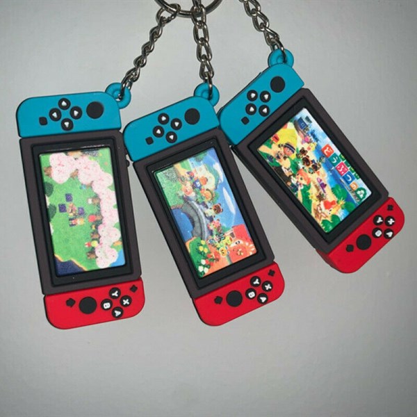 Game Machine Keychains Soft Rubber PVC Nintendo Switch Keyrings Toy Game Console Key Chain Pendant Bag Charm Gifts For Boyfriend