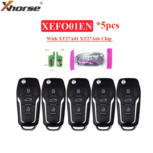 5pcsLot XHORSE XEFO01EN For F-ord Style Flip 4 Buttons Super Remote Key Built-in XT27 Chip English Version For VVDI Tools