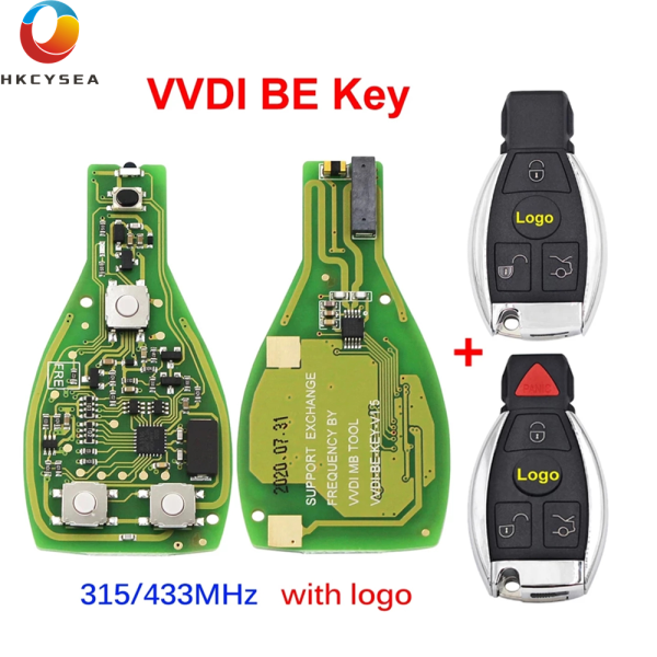 XHORSE VVDI BE Key Pro For Benz V3.1 PCB Remote Chip Improved Version Smart Key Shell With Logo Can Exchange MB BGA Token