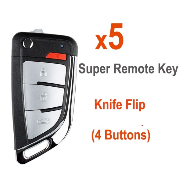 5Piece VVDI Super Remote XEKF20EN Wire Remote Key 4 Buttons Universal Black For VVDI MINI Key Tool Global Version Knife Type