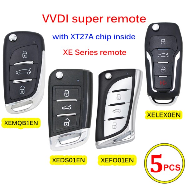 5PcsLot Xhorse XEDS01ENXEFO01ENXEMQB1ENXELEX0EN XE series VVDI Super Remote with XT27A Chip for VVDI2VVDI Key Tool Max