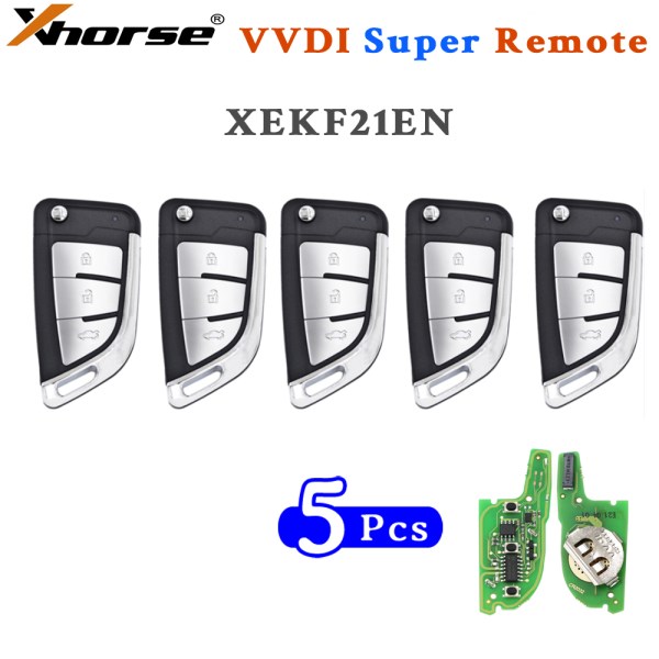5PCSLOT Xhorse XEKF21EN VVDI Super Remote with XT27A01 XT27A66 Chip Work for VVDI2 VVDI MINI Key ToolVVDI Key Tool Max