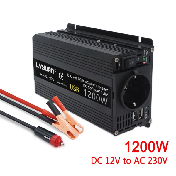 Inverter 12V 220V 1200W1500W2000W Converter 2 USB EU Universal Webasto 12 Volts Inversor12v 220 v Inversores Solar