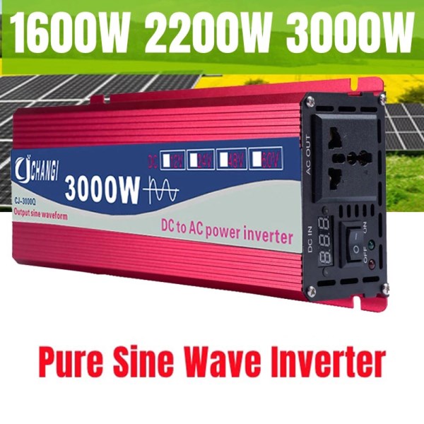 1600W 2200w 3000w Pure Sine Wave Inverter DC 12v24v To AC 220V Voltage Transformer Power Converter Car Inverter
