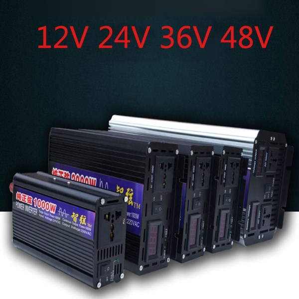 Pure Sine Wave Inverter 1600W2000W 5000W LED Display DC 12V 24V 48V 60V To AC 220V Transformer Converter solar car inverter