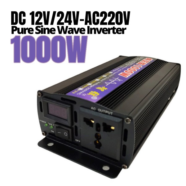 Inverter 12V 220V Pure Sine Inverter 1000W Car Home Solar Inverter Power Converter With LED Display Home Outdoor Inverter Adapte