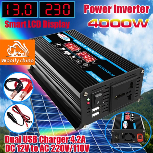 Inverters 4000W Car Inverters with LED Display DC 12V 110V To AC 12V 220V Voltage Transformer Converter Solar Off Grid Power