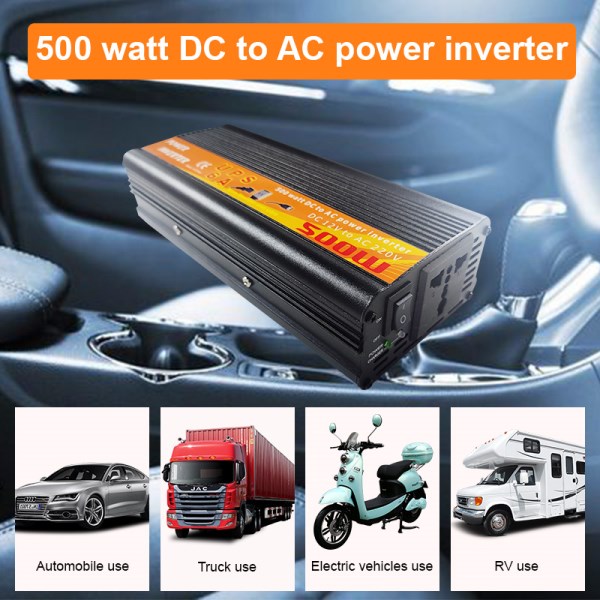 SUYEEGO 500W Car Power Inverter Modified Sine Wave DC 12V to AC 220V Transformer Convert EU Socket Car Charger Converter Adapter