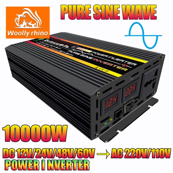 Pure Sine Wave Inverter 12V 24V 48V 60V To 220V 1600W 2500W 3500W 4500W DC To AC Voltage Converter 12 220 Mini-car Power Supply