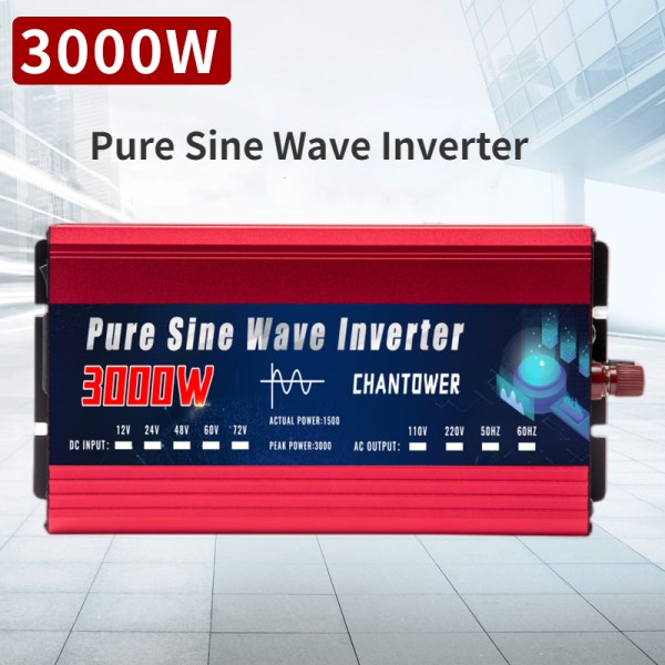 Pure Sine Wave Inverter DC 12V24 To AC 110V220V 2200W 3000W 4000W Solar Car Inverter with LCD Portable Power Voltage Converter