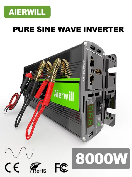 Aierwill Pure Sine Wave Inverter 12v 220v Dc To Ac 8000W 6000W 3000W 1600W Car Inverter Auto Power Converter For All Car home