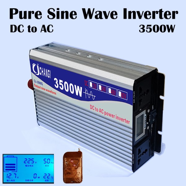 Pure Sine Wave Inverter 12v 220v Power 1700W 3500W Solar Car Inverters With USB Remote Control Multi Function Display Converter