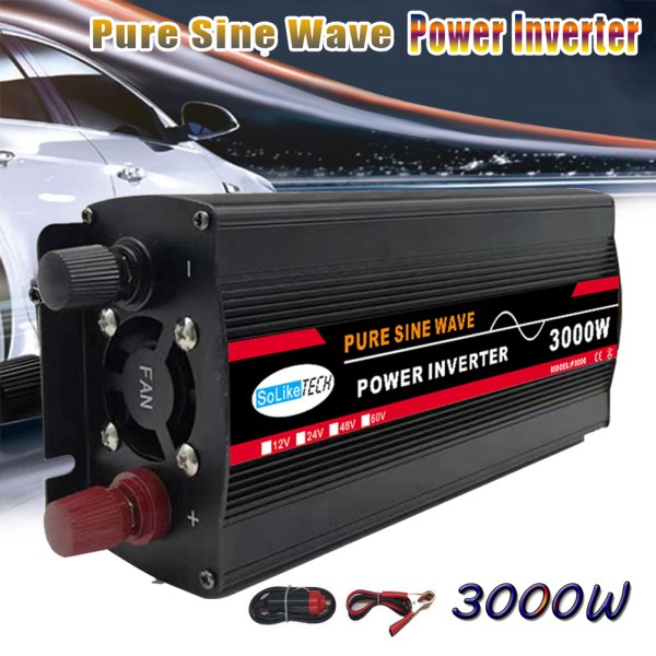 3000W 6000W TruePure Sine Wave Car Inverter Power Inverter DC 12V 24V To AC 220V Socket Converter With LED Display For Car Home