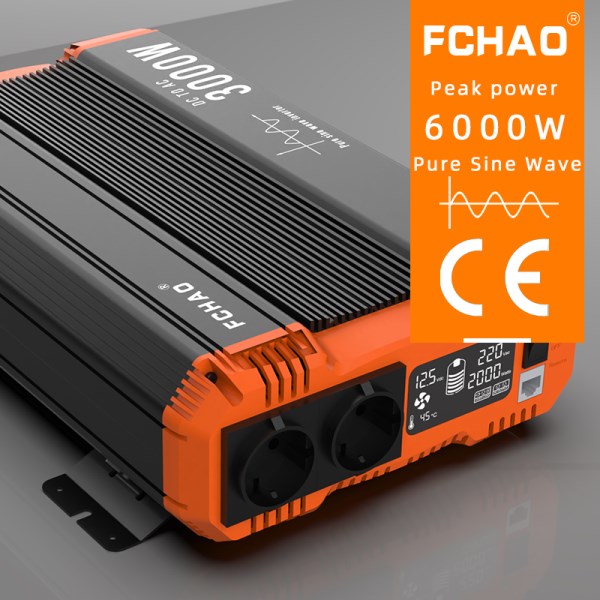 FCHAO 6000W Pure Sine Wave Inverter 12V 24V To 220V 230V Power Converter LCD Display Voltage Transformer Auto Accessories UPS