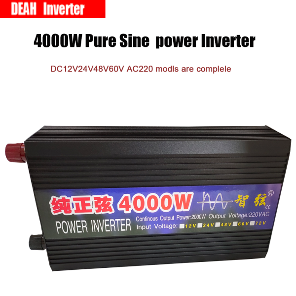New Pure Sine Wave Inverter 4000W Power Solar Car Inverters With LED Display DC 12V 24V To AC 220V Voltage Converter