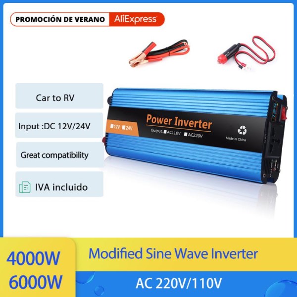 4000W6000W Power Inverter Modified Sine Wave Car Inverters LCD Display DC 12V To AC 220V Car Transformer Convert Power Inverter