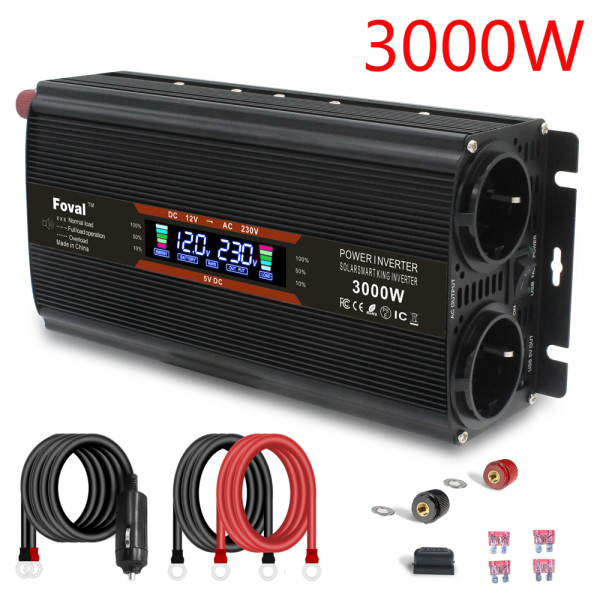 1500W2000W2600W power inverter Modified Sine Wave LCD display DC 12V to AC 220V Solar 2 USB car Transformer Convert EU socket