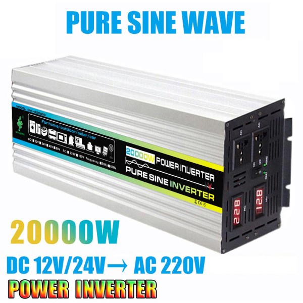 10000W-20000W Pure Sine Wave Power Inverter Car Solar Inverter Voltage Transformer DC 12V To AC 220V Socket Converter Invertor