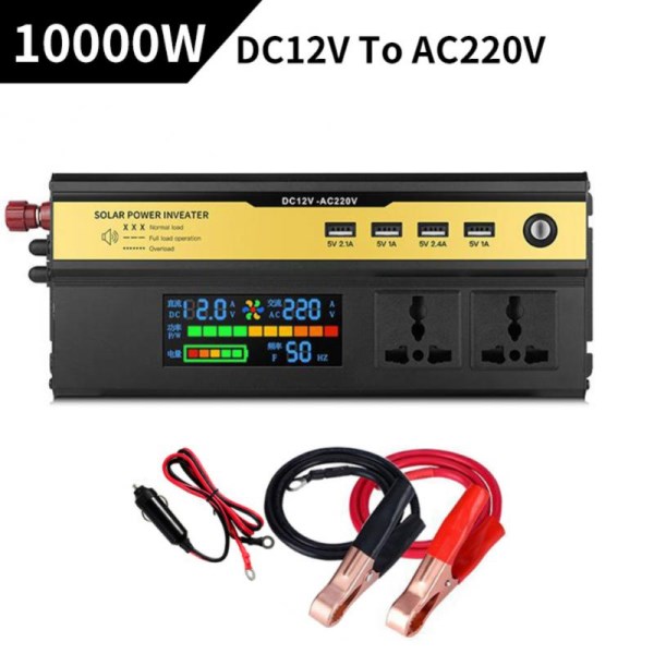 DC 12V To AC 220V Pure Sine Wave Inverter 10000W8000W5000W3000W LED Voltmeter Converter Transformer Universal EU Socket