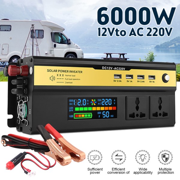 Inverter 12v 220v Modified Sine Wave Inverter DC 12v 24V To AC 220V 3000W 6000W Portable Power Bank Converter Solar Car Inverter