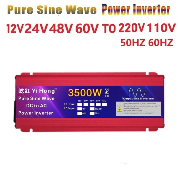 DC to AC 3500W Car Inverter Converte DC 12V 24V 48V 60V to AC 110V 220V 50HZ60HZ Peak Power Pure Sine Wave Inverter