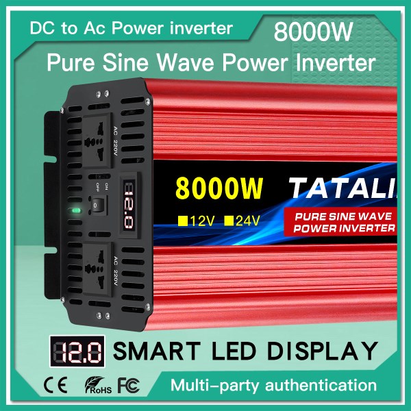 Pure Sine Wave Power Inverter 2500w3500w4500w5000w6000w dc 12v LED display is suitable for ac 220v solar converter car