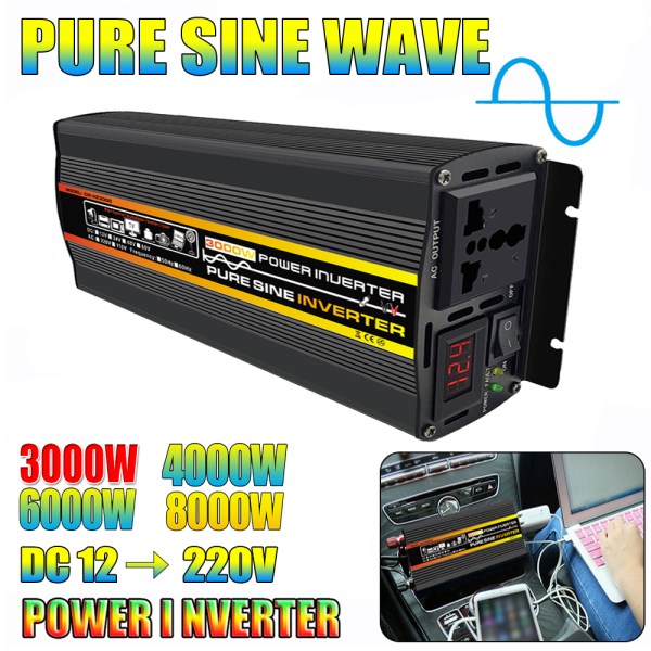 Inverter 12V 220V Pure Sine Wave Inverter DC 12V To AC 220V 3000W 4000W 6000W 8000W Power Bank Converter Solar Inverter