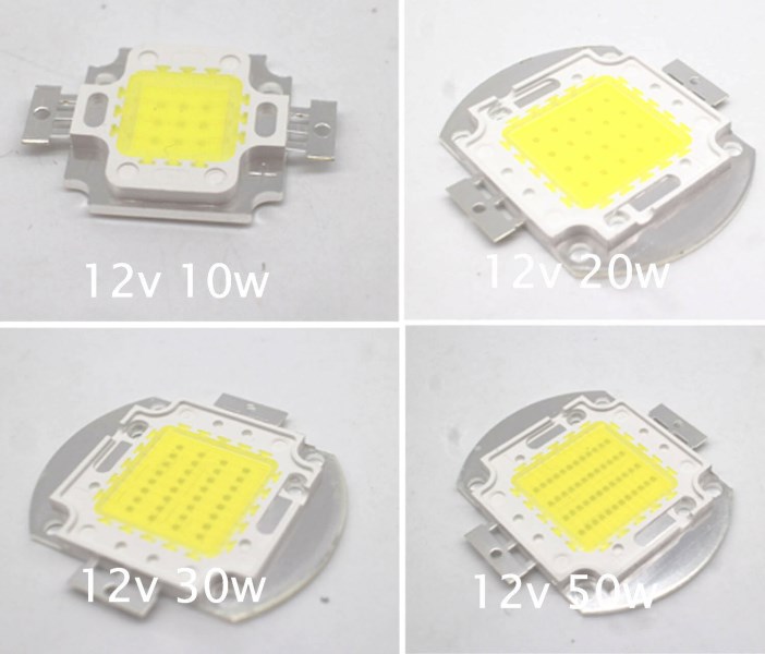 12V - 15V 10W 20W 30W 50W High Power Integrated COB LED Lamp Diode SMD White Light DIY Floodlight Spot Bulb