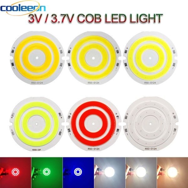 3V 4V Round COB LED Light 50mm Diameter Double Ring Cold White LED Lamp 3.7V 5W 7W COB Chip Bulb for DIY Work House Decor Lights