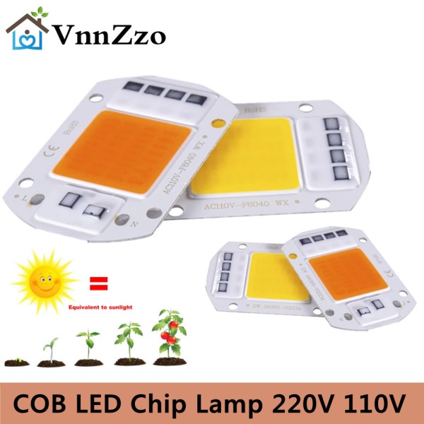VnnZzo 50W 30W 20W 10W LED Chip COB Chip LED Lamp 110V 220V 240V No Need Driver for Flood Light Spotlight Lampada DIY Lighting