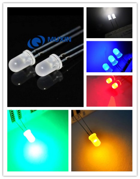 100pcs 5 colors x20pcs =100pcs F5 5MM Round Yellow White Red Green Blue Diffused Round DIP Diode LED Lamp Light