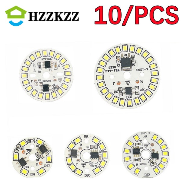 HZZKZZ 10 PCS AC 220V-240V LED Chip 3W 5W 7W 9W 12W 15W No Need Driver SMD 2835 Cold Warm White Round Lamp Beads for Bulb