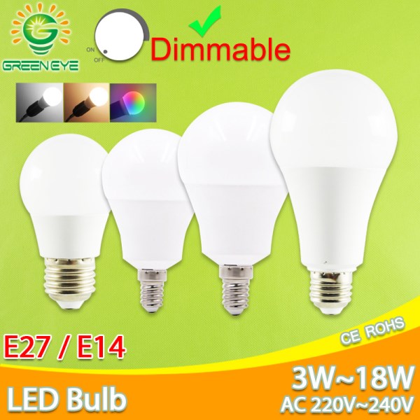 led lamp E27 E14 dimmable led bulb AC 220V 240V Real 20W 18W 15W 12W 9W 5W 3W lampara LED Lamp Aluminum Table lamp Lamps light