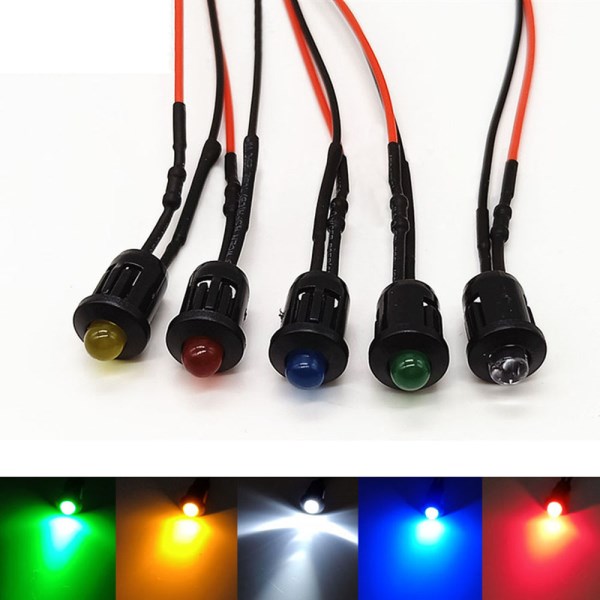 10Pcs 5mm LED Light Lamp Emitting Diodes 20cm Bulb LEDs Prewired For DIY Home Decoration Car Retrofit 3 5 9 12 24 36 48 110 220V