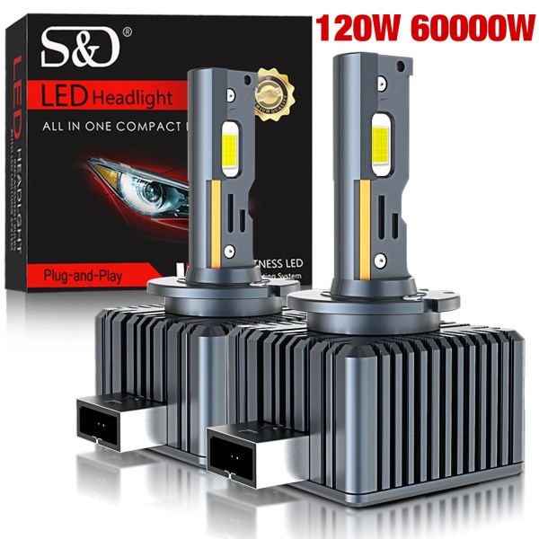 60000LM D3S LED Headlights Canbus D1S D2S D4S D5S D8S D1R D2R D3R D4R D5R D8R 120W Turbo LED 5070 CSP Chip 6000K White 12V 24V