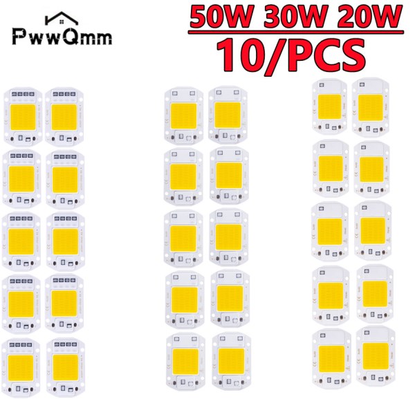 High brightness 10 PCS 220V LED chip 20W 30W 50W COB chip Smart IC No driver required LED lamp beads for floodlight spotlight